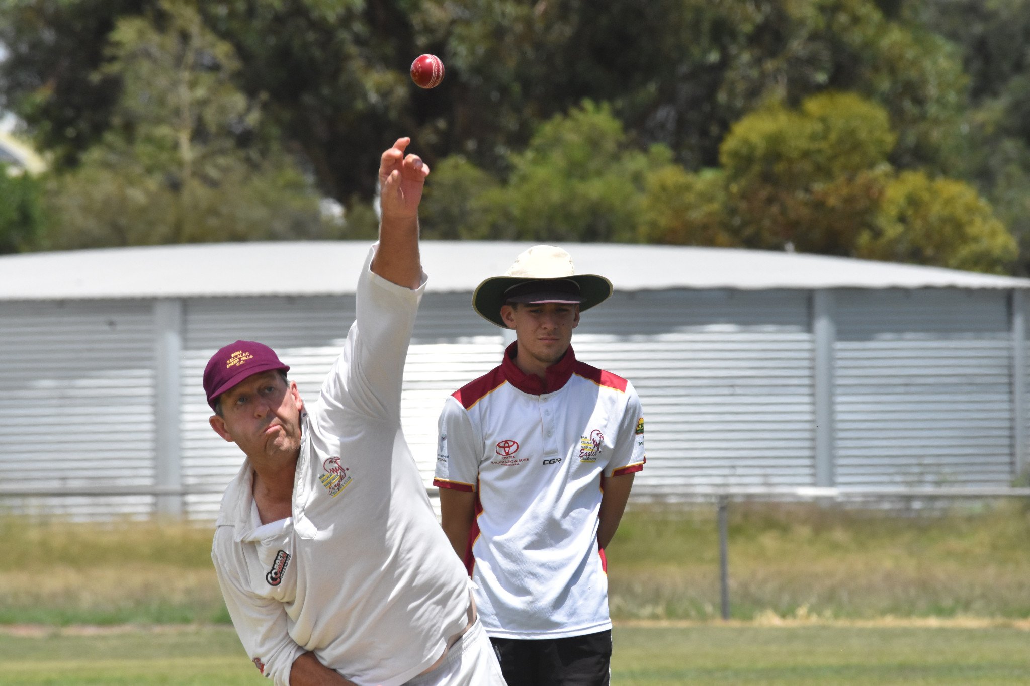 Mark McPherson bowling for BrimKSH.