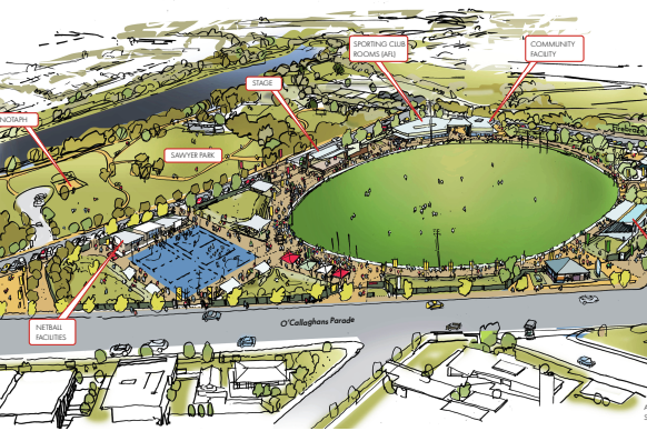 An artist's impression of the Sawyer Park City Oval concept plan, Stage 2 of the Horsham City to River Masterplan.