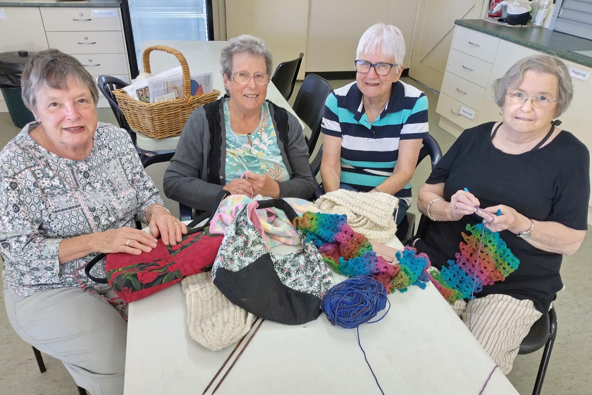 Haven craft group organiser Rhonda Coffey with Jill Sinclair, Catherine Hill and Ann McDonald. CREDIT Faye Smith
