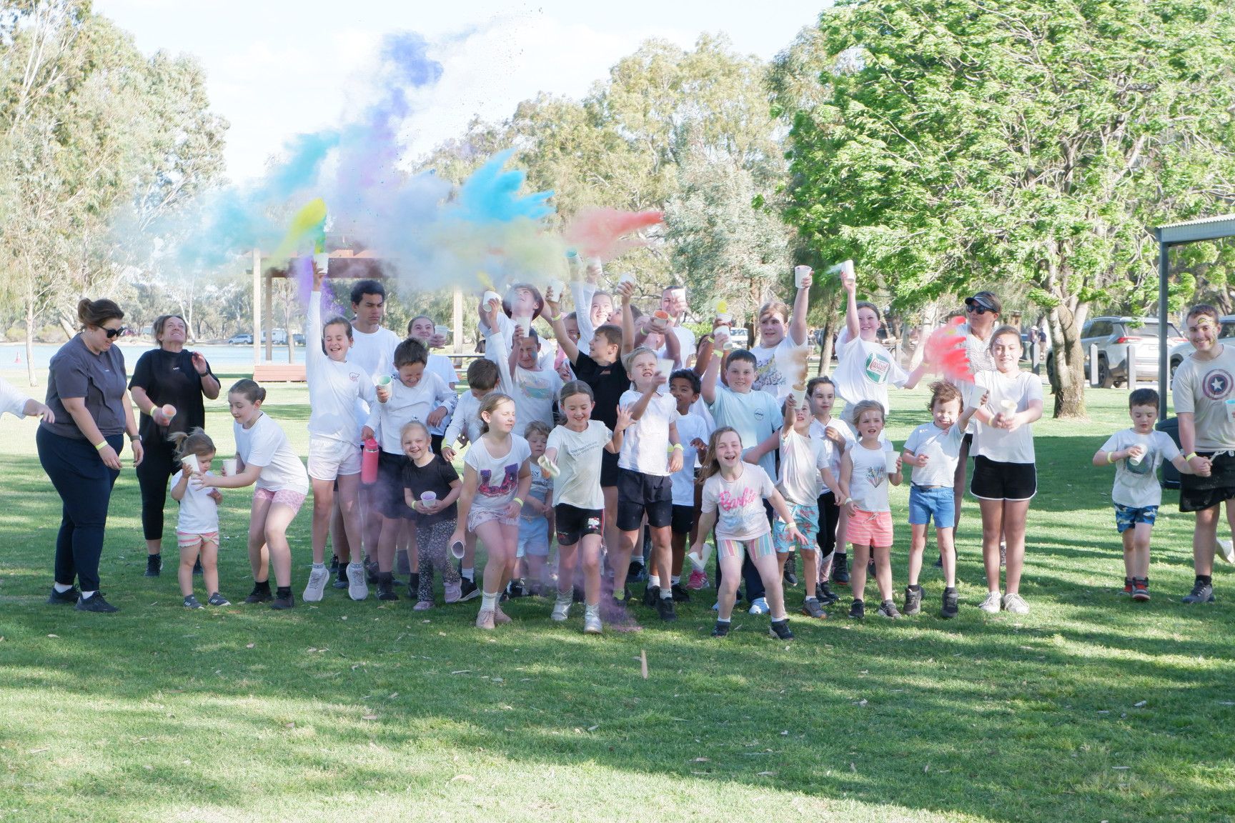 Kids enjoy the colour run.