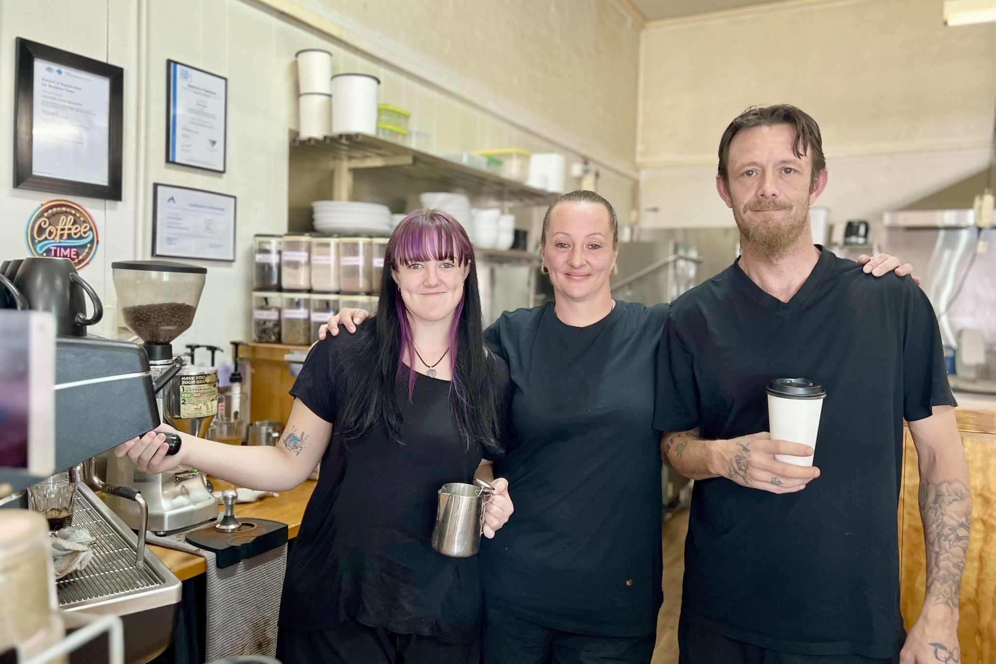 Zoe, Bianca and Damian Sugden are all smiles after completing one year of their family-owned and community favourite Country Lane Delights. The family is looking forward to many more years in the town and appreciates the community spirit.