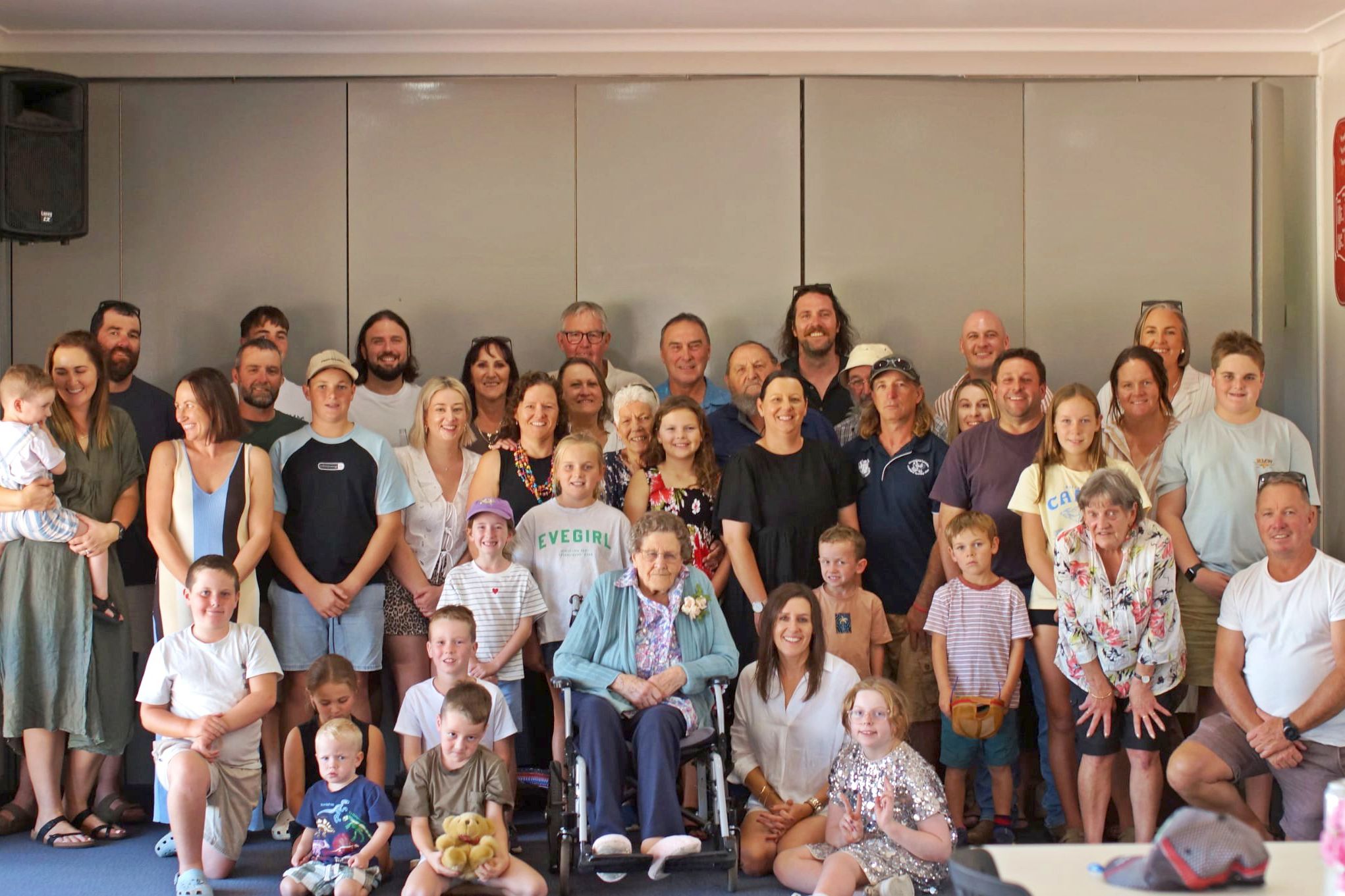 Rita Rowney celebrates her 100th birthday with family members who gathered in Hopetoun from across the country for the milestone occasion.