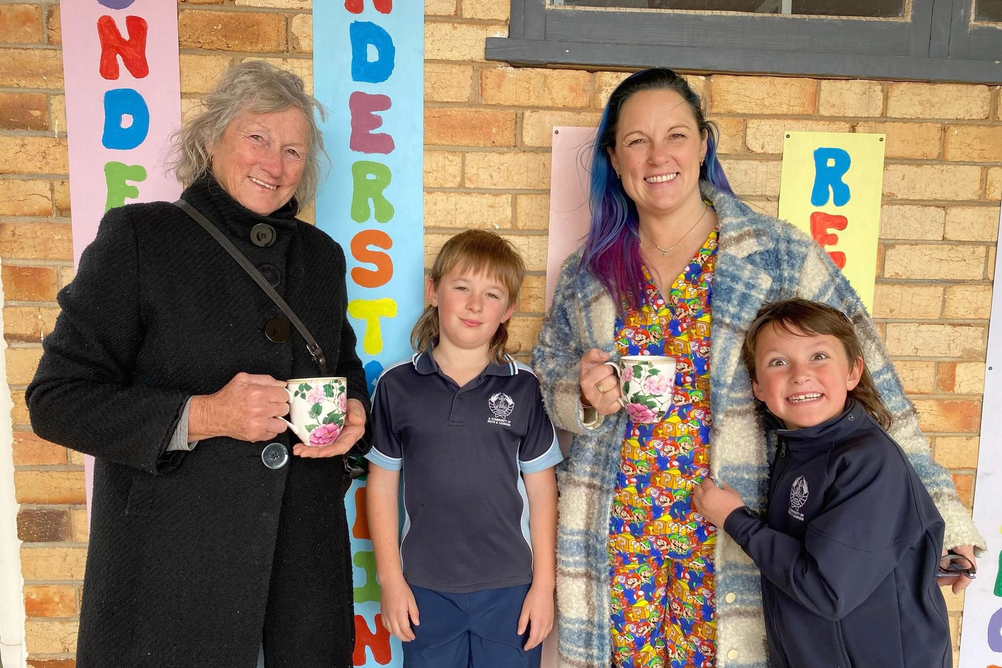 Wyatt and Jye with Grandma Sue and Mum Tara.