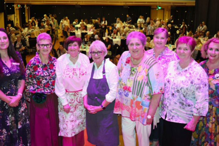 Love Your Mum emcee Emma Clarke with Lee Elliott, Robyn Lardner, Helen Fishet, Mary Marchesini, Maree Markeby, Teresa Marchesini and Sue Parkes.