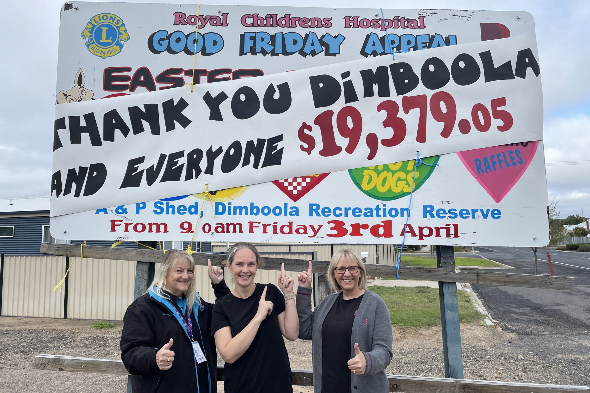 Congratulating and thanking Dimboola for the record amount raised for the Royal Children&rsquo;s Hospital is (from left) Good Friday Appeal Dimboola area manager, Debbie Clark; The Community Bank Dimboola & District branch manager, Melissa Clarke and The Community Bank Dimboola & District customer relationship manager, Amanda Ingeme.