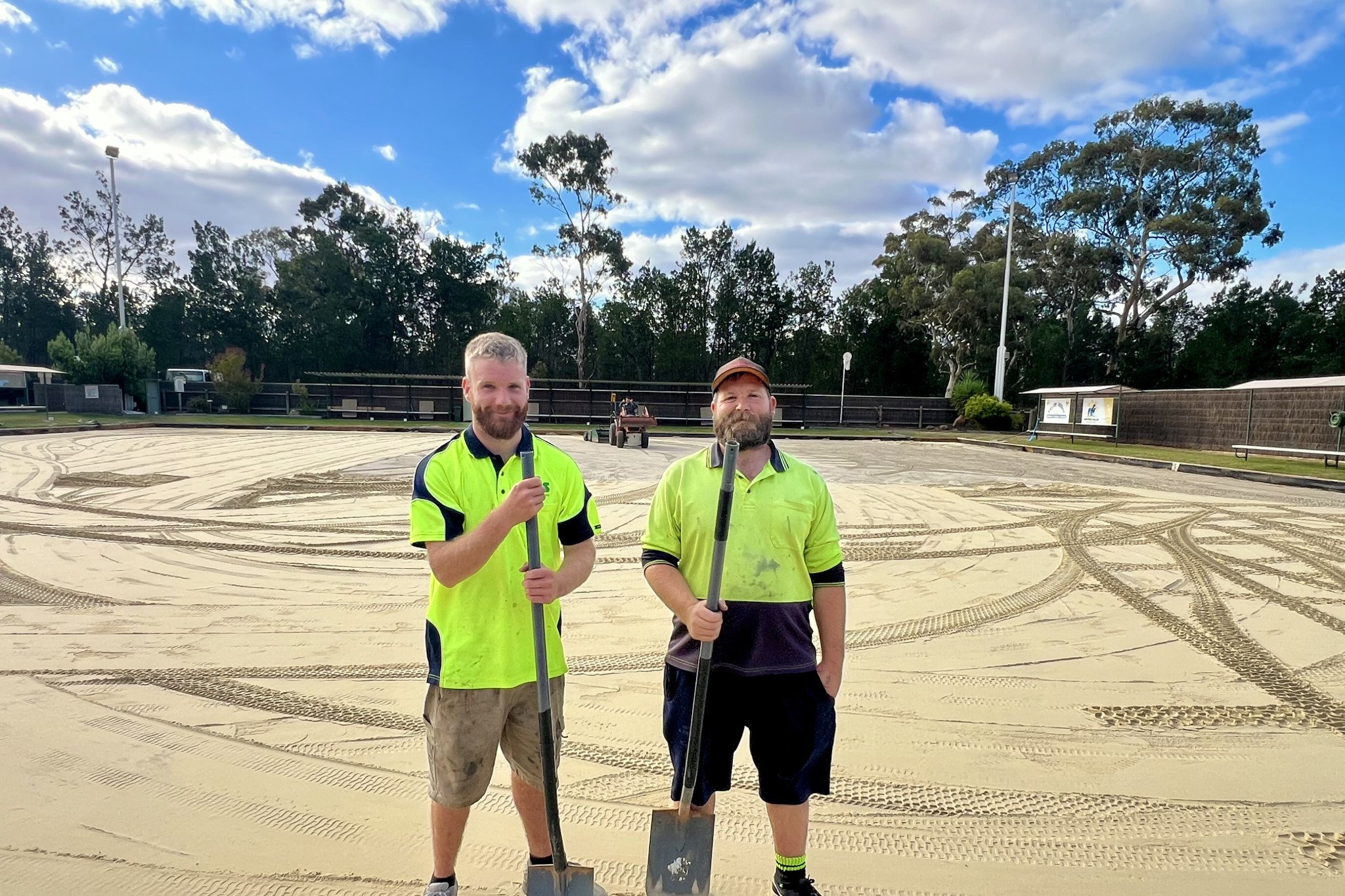 After 17 years of use, the club’s ageing bowls surface is being completely replaced. Warracknabeal Golf Bowls Club is investing $180,000 into a brand-new synthetic green thanks to Lochy Mills (left), Nathan Hill and the team at Berry Bowling Systems Melbourne.
