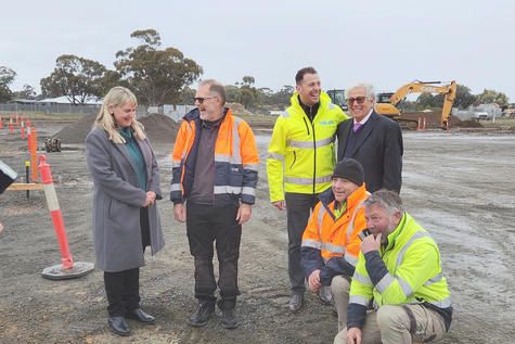 Intergrain CEO Tress Walmsley, operations manager east Dave Watson, Renato and Nunzio Pellicano, Locks Construction director Craig O'Connor and site foreman Adam Brewer.