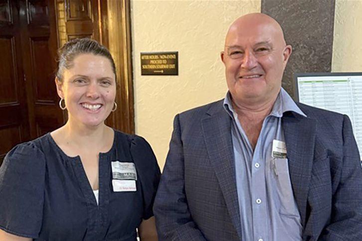 Mayor Ron Ismay (right) with Tanya Kehoe, mayor of Pyrenees Shire.