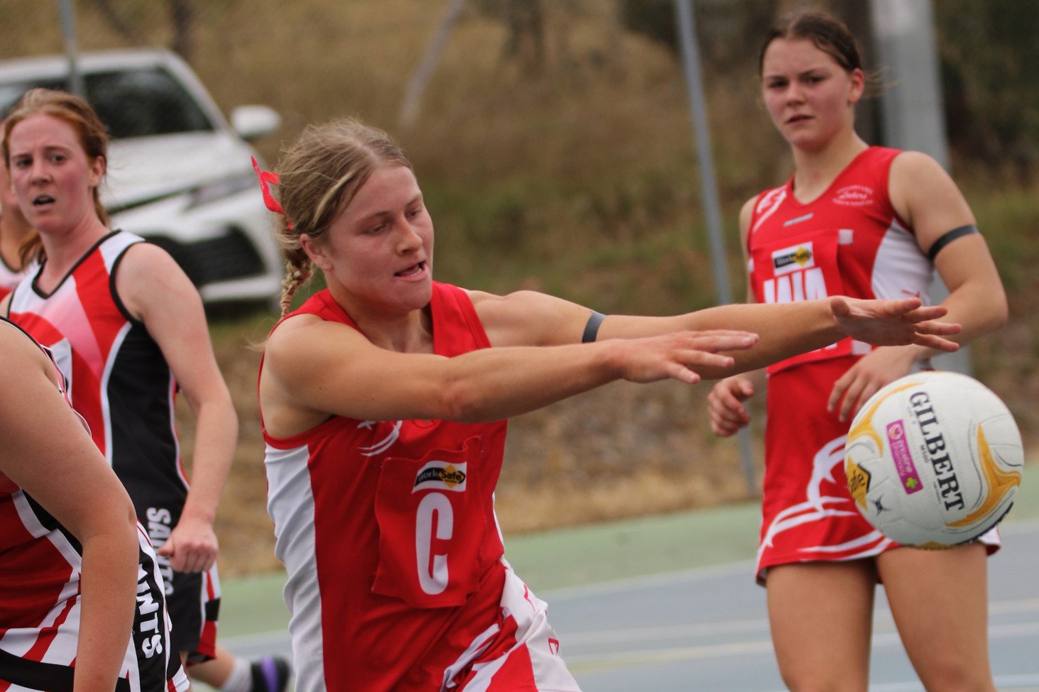 Lakers Kayla Kelm had a solid match against the Saints.