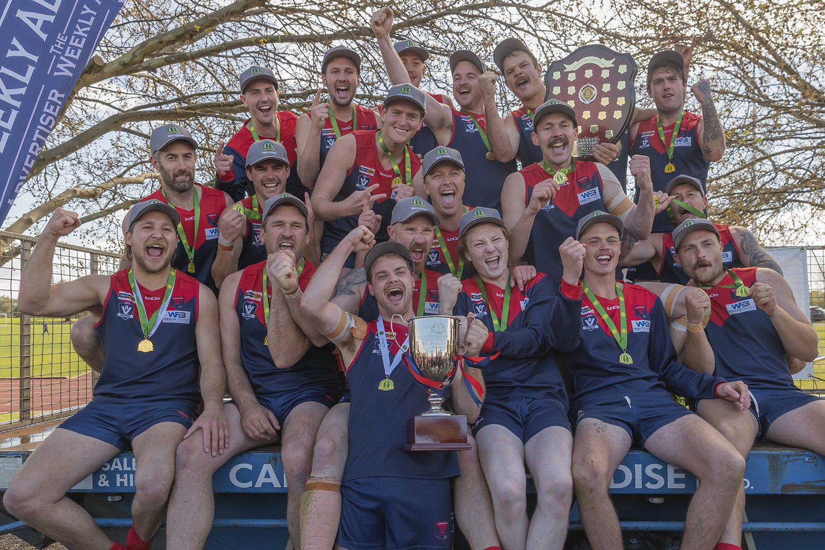 Laharum reserves celebrate. PHOTO: SHANE ROBERTS