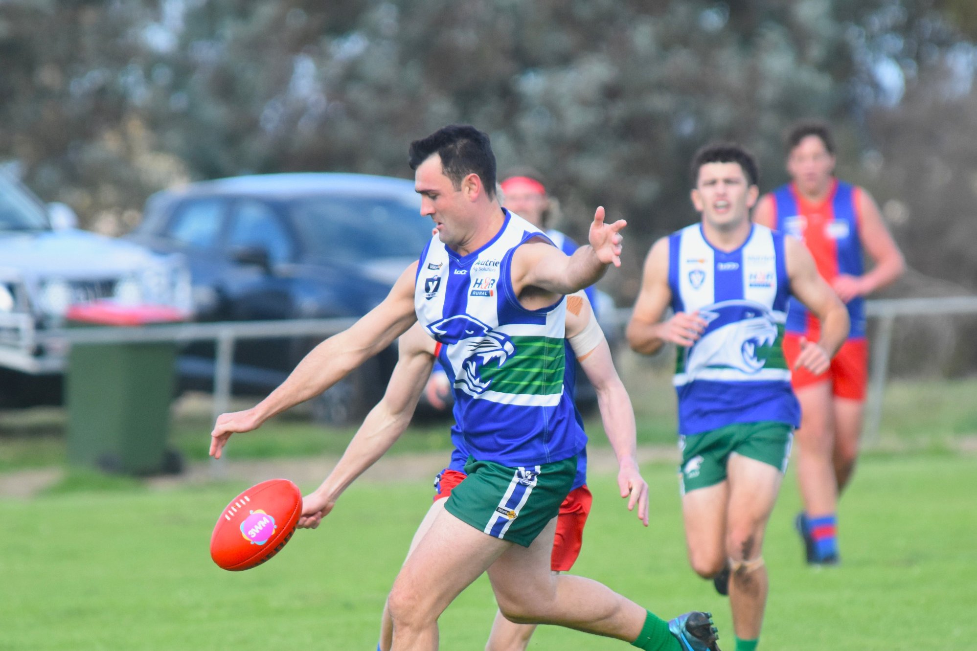 Half forward Lochie Eats (pictured) and the Kaniva Leeor United Cougars return to action this Saturday as they travel to Stawell to take on the Baggies in round ten of the HDFNL.