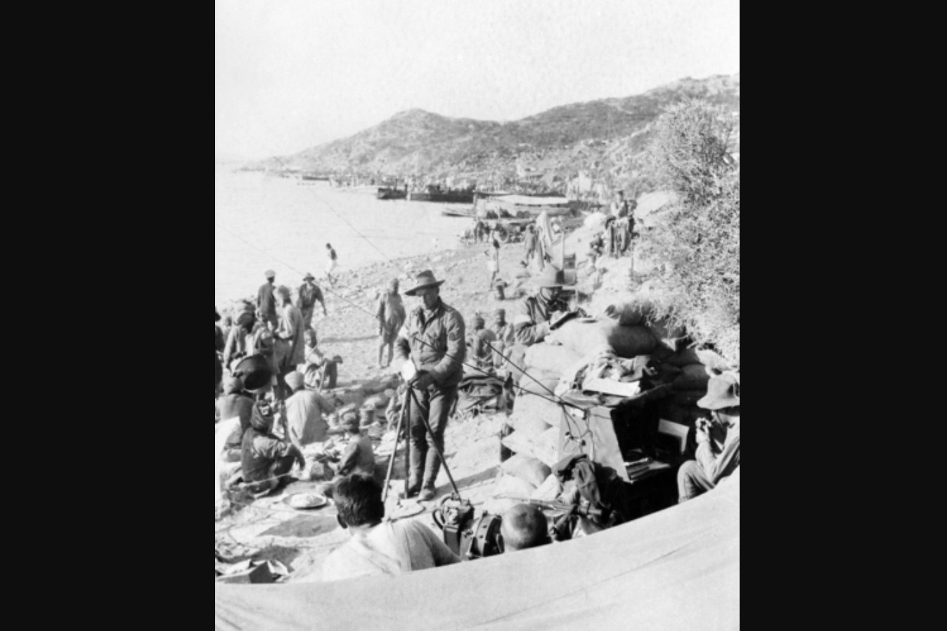 Wireless Station W5 is operated by 2nd Signal Troop, 2nd Australian Light Horse Brigade, on the beach at Anzac Cove, a few days after the landing in April 1915.