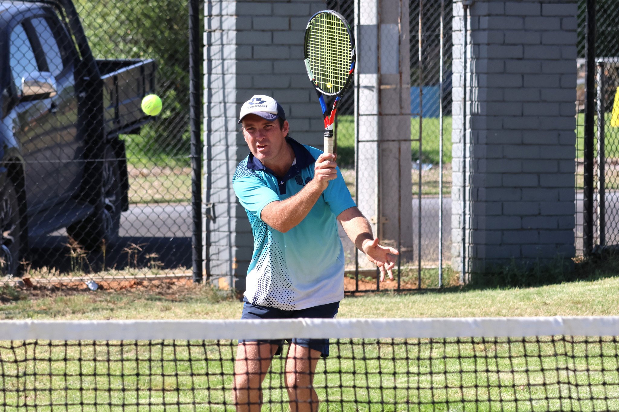 Hopetoun's Taylor Donnan keeps a watchful eye on his forehand slice.
