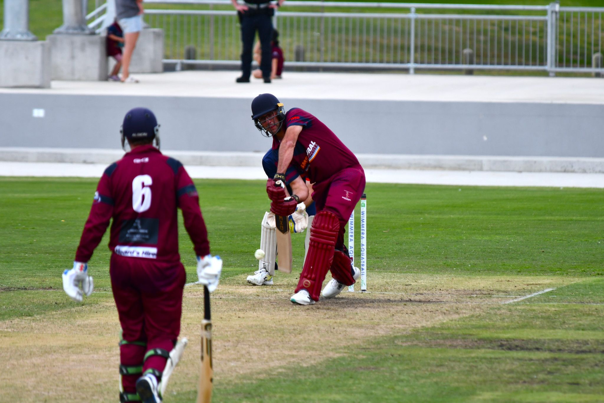 Bullants captain Tony Caccaviello watches the ball onto the bat in his side's run chase against Donald Jeffcott. The Bullants' skipper top scored with 46 not out to help his side secure a six-wicket win.