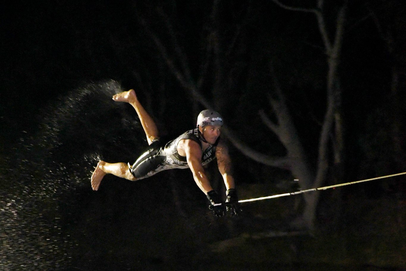 Luke Van Den Heuvel with his final jump of the night. Photo: David Ward