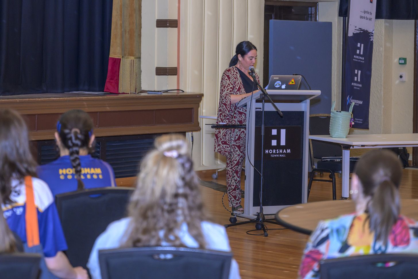 Keynote speaker Mia Cera Salsjo addressed the VCE Creative Arts Day attendees at the Horsham Town Hall on Friday.