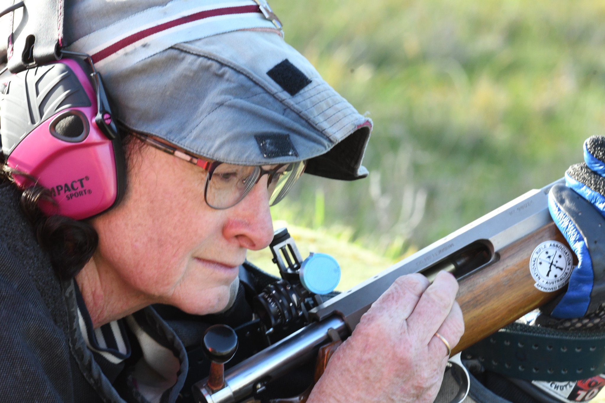 900 m range winner Warracknabeal Rifle Club's Carolyn Nitschke loads her rifle. PHOTO: DAVID WARD