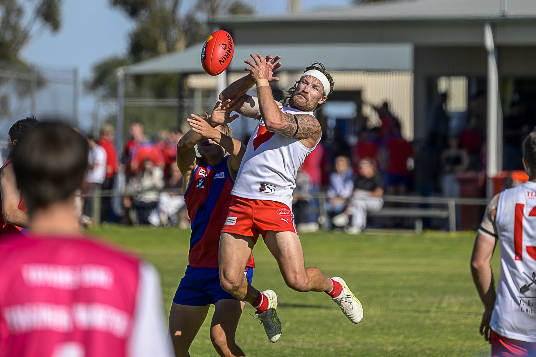 Deek Roberts rises for the ball.