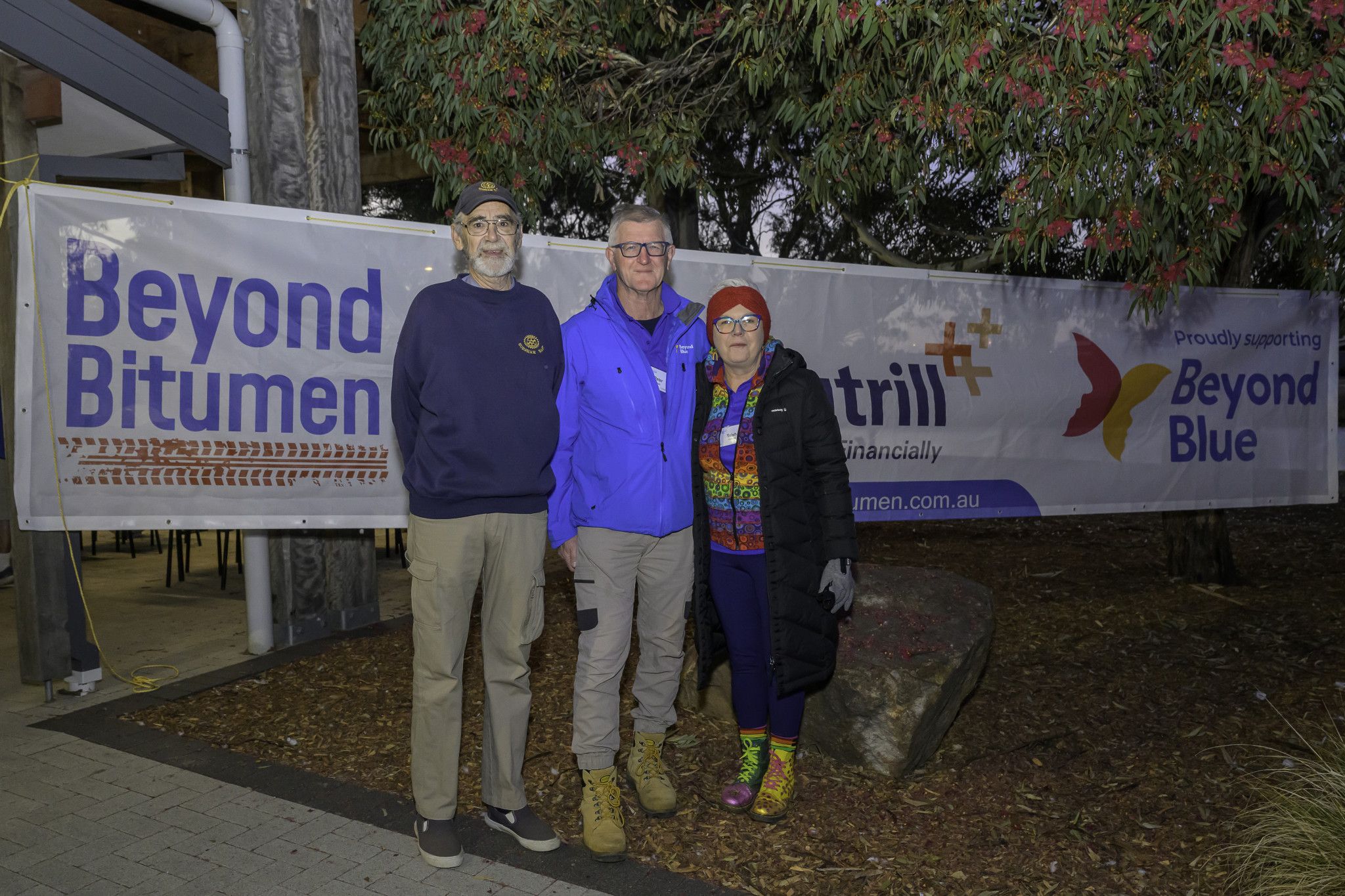 Terry Harris (President of Rotary club of Horsham East) Peter Fehon and Trish Fehon (Rally Directors).