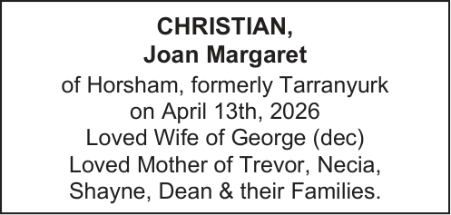 Christian, Joan Margaret Death Noticepdf 1