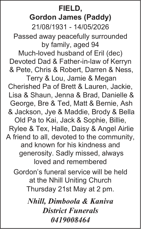 Field, Gordon James Death Funeral Noticepdf 1