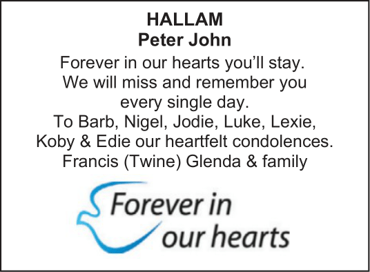 Hallam, Peter John Death Notice Glenda. 1