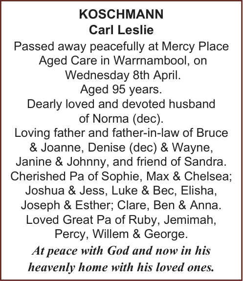 Koschmann, Carl Leslie Death Noticepdf 1